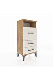 Arges Komodin Tek Raflı 3 Çekmeceli 44x30x96 Çam-Aytaşı