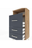 Arges Komodin Tek Raflı 3 Çekmeceli 44x30x96 Çam-Antrasit