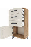Arges Komodin 3 Çekmeceli Tek Kapaklı 44x30x96 Çam-Aytaşı