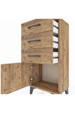 Arges Komodin 3 Çekmeceli Tek Kapaklı 44x30x96 Çam-Çam