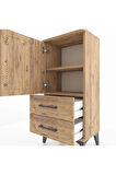 Arges Komodin 2 Raflı 2 Çekmeceli Tek Kapaklı 44x30x96 Çam-Çam