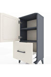 Arges Komodin 2 Raflı Tek Çekmeceli Tek Kapaklı 44x30x96 Antrasit-Aytaşı