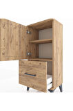 Arges Komodin 2 Raflı Tek Çekmeceli Tek Kapaklı 44x30x96 Çam-Çam