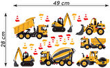İş Makinaları Sticker Seti Dozer, Kamyon, Kepçe, Mikser, Silindir ve Dubalar 25 Parça