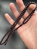 Sıkma Kehribar Tesbih Bordo 6x6mm Küre Model 99 Tane Sistem Püskül 40cm S10200.270124