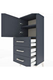 Arges Komodin 2 Raflı 3 Çekmeceli Tek Kapaklı 44x30x106 Antrasit-Antrasit