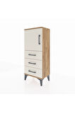 Arges Komodin 2 Raflı 3 Çekmeceli Tek Kapaklı 44x30x106 Çam-Aytaşı