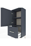 Arges Komodin 2 Raflı Tek Çekmeceli Tek Kapaklı 44x30x106 Antrasit-Antrasit