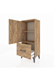 Arges Komodin 2 Raflı Tek Çekmeceli Tek Kapaklı 44x30x106 Çam-Çam