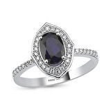 Oval Safir Taşlı Pırlanta Yüzük