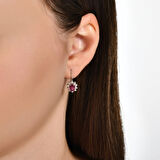 0.08 Karat Yakut Taşlı Pırlanta Küpe