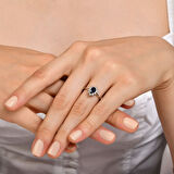 0.03 Karat Damla Safir Taşlı Pırlanta Yüzük