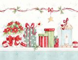 Vintage Christmas no:2 Desenli Amerikan Servisi Dikdörtgen 35 x 50 cm