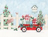 Vintage Christmas no:6 Desenli Amerikan Servisi Dikdörtgen 35 x 50 cm