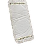Keten, Bohem, Fırfırlı, Vintage, 4 Adet Yuvarlak Amerikan Servis ve Fırfırlı Runner Tavşan Set