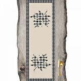 Çuınar Yaprağaı Damalı, krem zeminde Desen Ranır - Runner