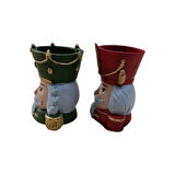 2'li Kurşun asker- Nutcracker - Fındıkkıran Mumluk Kırmızı Yeşil