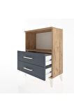 Arges Komodin 2 Çekmeceli 60x30x80 Çam-Antrasit
