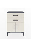 Arges Komodin 2 Raflı 2 Kapaklı 60x30x80 Antrasit-Aytaşı
