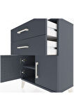 Arges Komodin 2 Raflı 2 Kapaklı 60x30x80 Antrasit-Antrasit