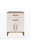 Arges Komodin 2 Raflı 2 Kapaklı 60x30x80 Çam-Aytaşı