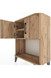 Arges Komodin 2 Raflı 2 Çekmeceli 2 Kapaklı 60x30x80 Çam-Çam