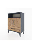 Arges Komodin 2 Raflı 2 Kapaklı 60x30x80 Antrasit-Çam
