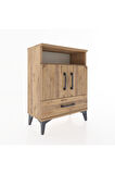 Arges Komodin 2 Raflı 2 Kapaklı 60x30x80 Çam-Çam