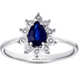 0.04 Karat Damla Safir Taşlı Pırlanta Yüzük