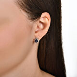 0.30 Karat Baget Taşlı Pırlantalı Safir Küpe