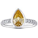 Sarı Topaz Taşlı Pırlanta Yüzük