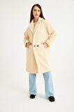 Barbora Peluş Kışlık Kadın Düğmeli Astarlı Tüylü Ceket ws03krem4