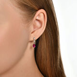 0.03 Karat Yakut Taşlı Pırlanta Küpe