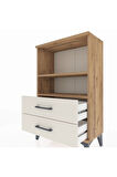 Arges Komodin 2 Raflı 2 Çekmeceli 60x30x96 Çam-Aytaşı