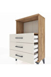 Arges Komodin Tek Raflı 3 Çekmeceli 60x30x96 Çam-Aytaşı