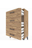 Arges Komodin 4 Çekmeceli 60x30x96 Çam-Çam