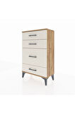 Arges Komodin 4 Çekmeceli 60x30x96 Çam-Aytaşı