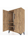 Arges Komodin 2 Raflı 4 Kapaklı 60x30x96 Çam-Çam