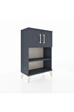 Arges Komodin 2 Raflı 2 Kapaklı 60x30x96 Antrasit-Antrasit