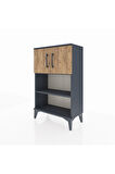 Arges Komodin 2 Raflı 2 Kapaklı 60x30x96 Antrasit-Çam