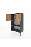 Arges Komodin 2 Raflı 2 Kapaklı 60x30x96 Antrasit-Çam
