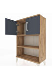 Arges Komodin 2 Raflı 2 Kapaklı 60x30x96 Çam-Antrasit