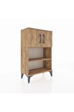 Arges Komodin 2 Raflı 2 Kapaklı 60x30x96 Çam-Çam