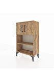 Arges Komodin 2 Raflı 2 Kapaklı 60x30x96 Çam-Çam