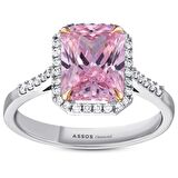 Pembe Topaz Taşlı Pırlanta Yüzük