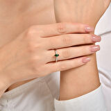 0.05 Karat Yeşil Topaz Taşlı Pırlanta Yüzük