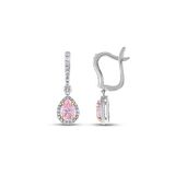 Pembe Topaz Taşlı Pırlanta Küpe