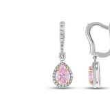 Pembe Topaz Taşlı Pırlanta Küpe