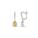 Sarı Topaz Taşlı Pırlanta Küpe