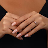 0.05 Karat Pembe Topaz Taşlı Pırlanta Yüzük